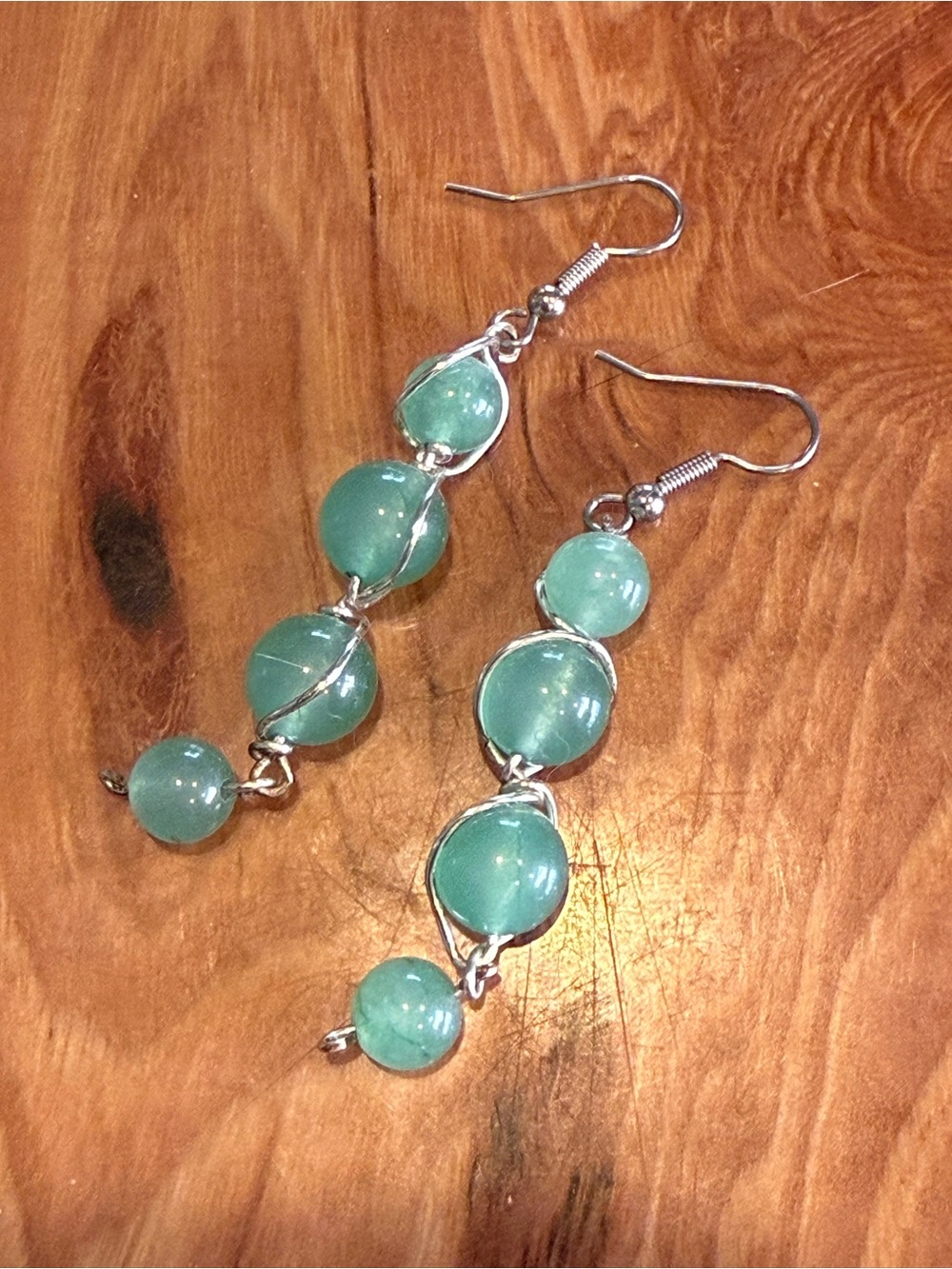 Green Glass Bead Drop Earrings - Women's Jewelry